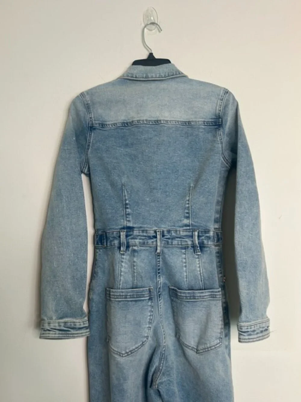 We The Free FP CRVY Fitted Washed Denim Button  Scandalous Coverall Jumpsuit NEW - Picture 15 of 16